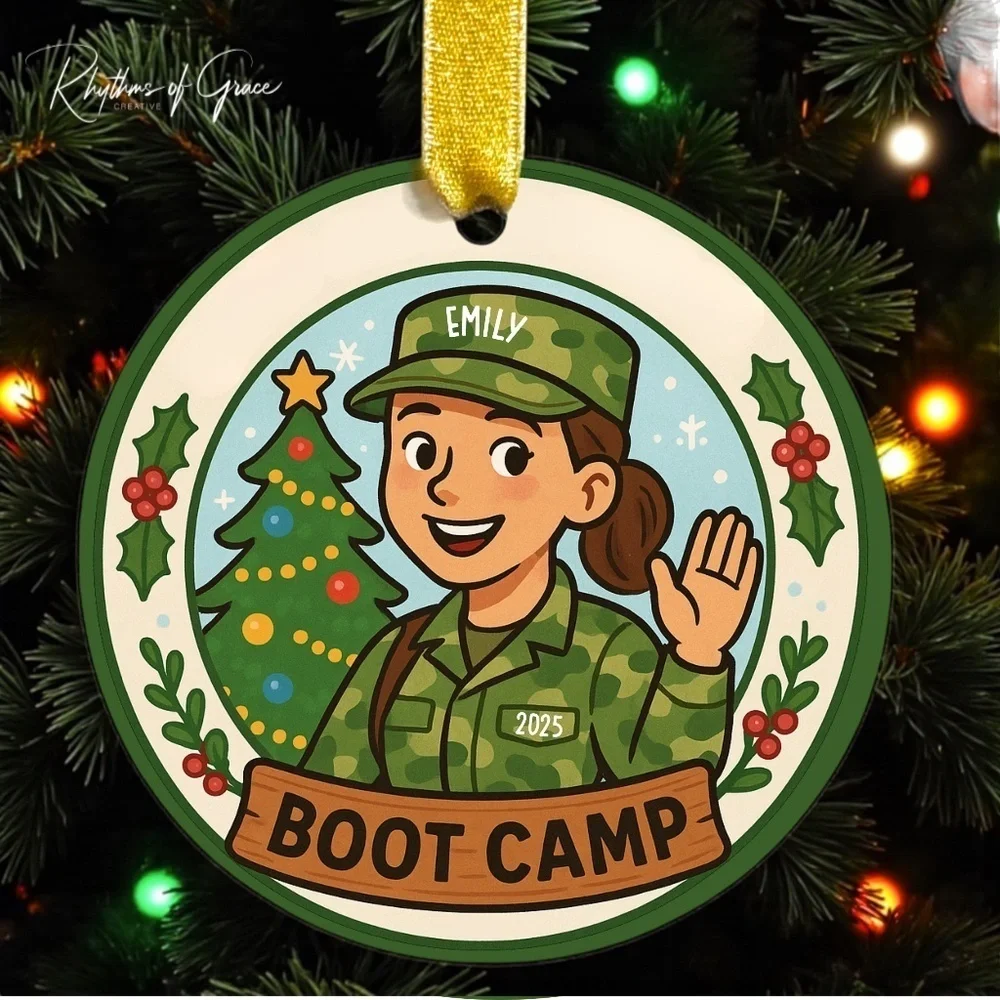 First Christmas at Boot Camp, Military Ornament, Personalized Recruit Keepsake